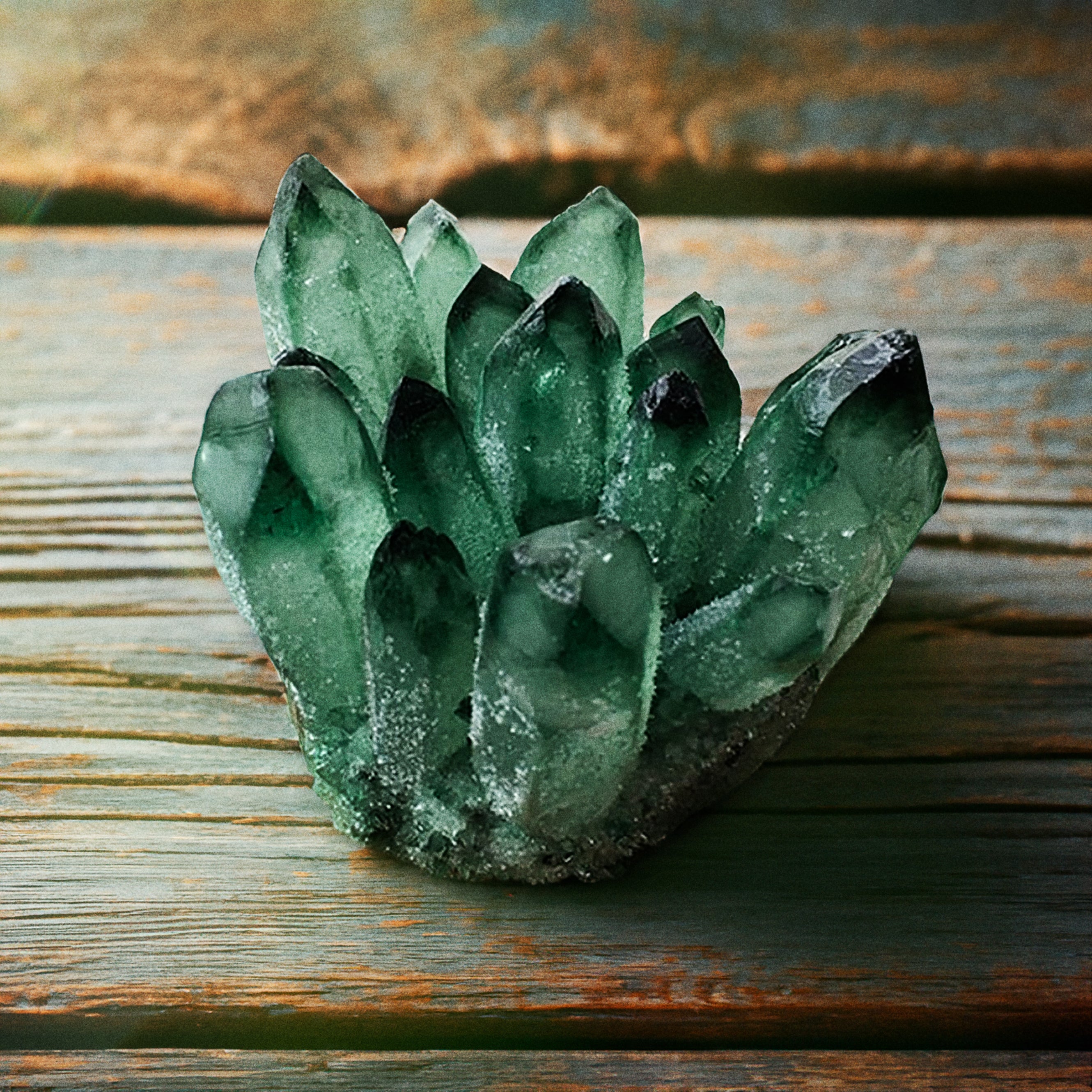 Green popular Phantom Quartz Cluster